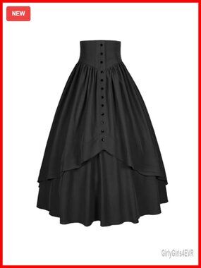 Victorian Renaissance High Waisted Maxi Skirt Layered A-Line Ankle Length